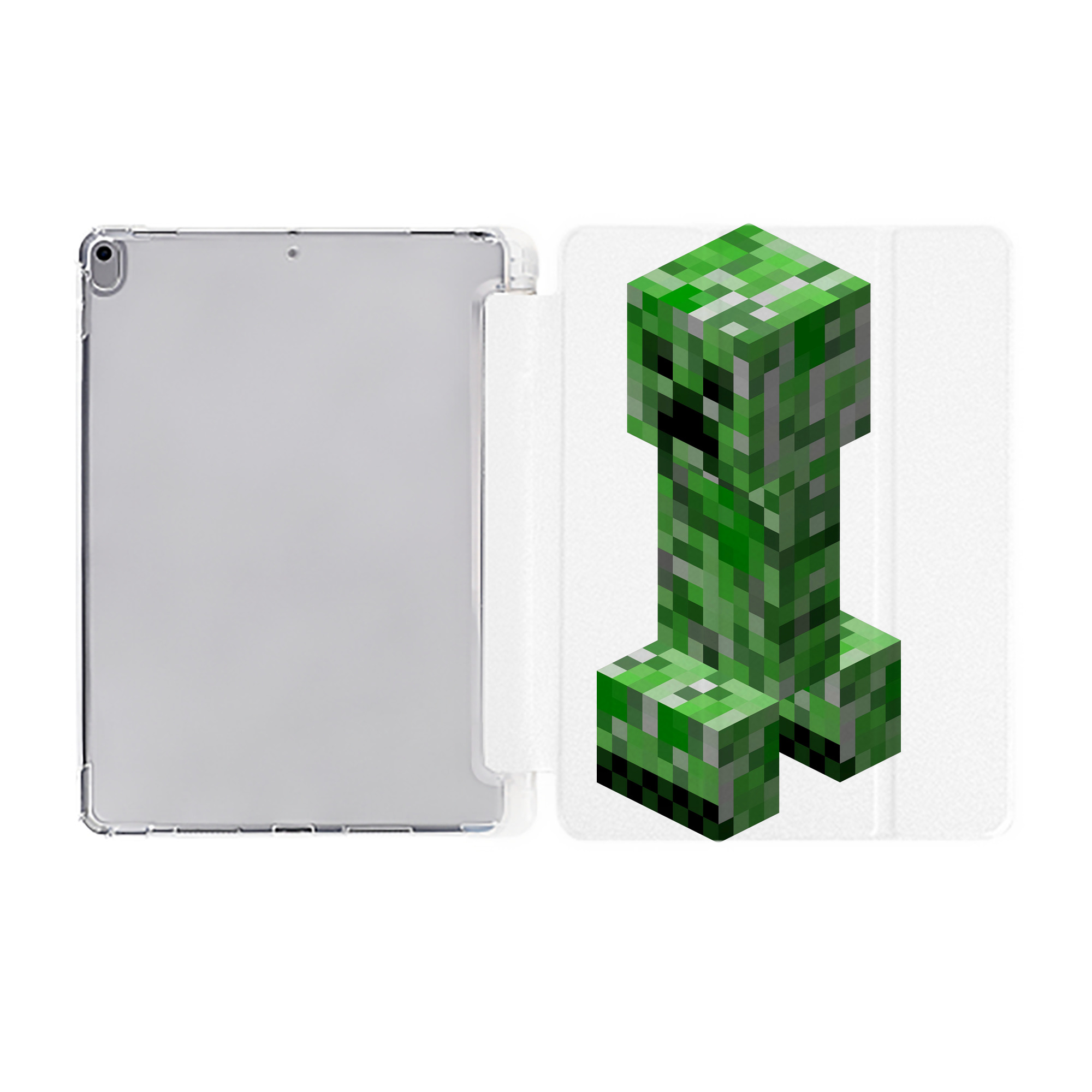 （画像用） マインクラフト ブロックの世界 Minecraft MC Block world IPad ケース ペン収納付き 三つ折りスタンド PUレザー×シリコン 対応機種9.5/10.5/10.9インチ